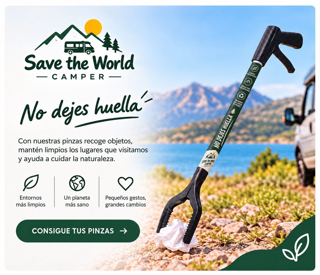Campaña No dejes huella: recoge los residuos y cuida el entorno.